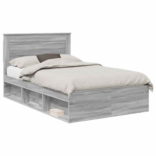 vidaXL Bedframe Grijs Sonoma 120 x 200 cm Massief grenenhout