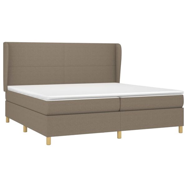 vidaXL Boxspring met matras stof taupe 200x200 cm