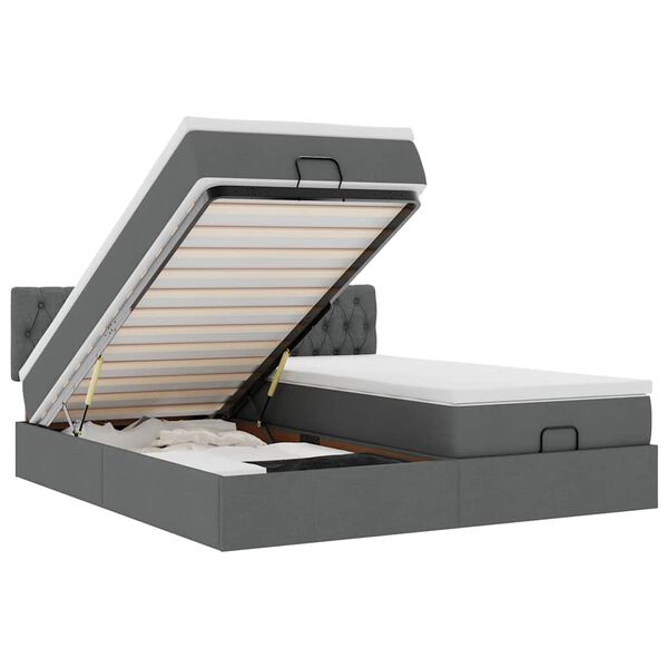 vidaXL Ottoman bed met matrassen 180x200cm stof donkergrijs