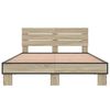 vidaXL Bedframe bewerkt hout metaal sonoma eikenkleurig 135x190 cm