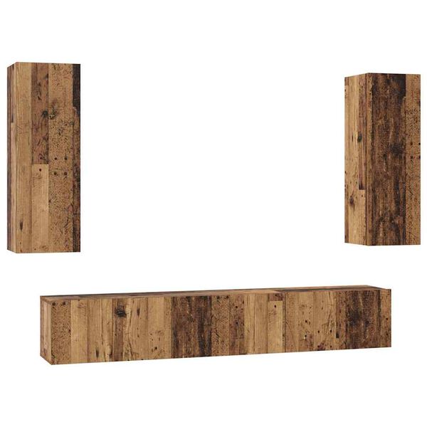 vidaXL Tv-meubelset Wandgemonteerd 5 pcs Oud Hout Bewerkt hout