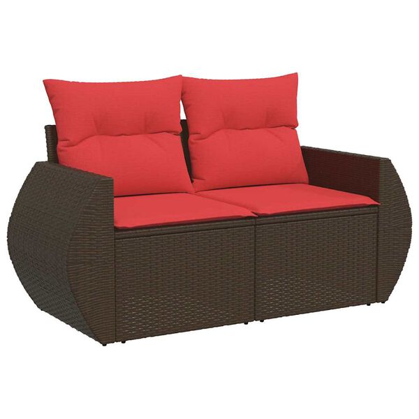 vidaXL 6-delige Loungeset met kussens poly rattan acacia bruin