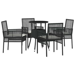 vidaXL Tuin eettafelset 5 pcs Zwart poly rattan