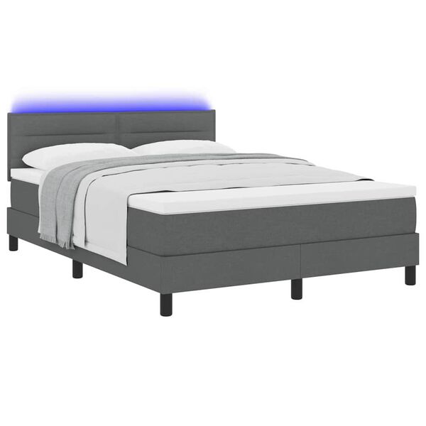 vidaXL Boxspring bed met matras met LED Donkergrijs 160 x 200 cm Stof
