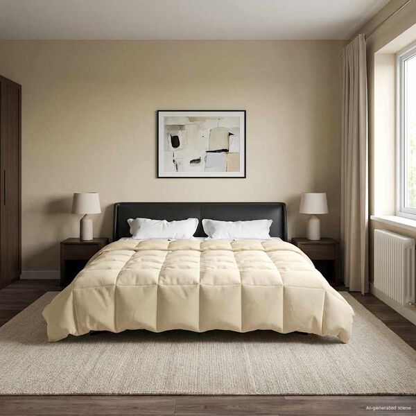 vidaXL Zomer Dekbed Gekwilt Cr&egrave;me 200 x 200 cm Microfiber