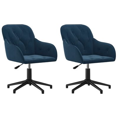 vidaXL Eetkamerstoelen draaibaar 2 st fluweel blauw