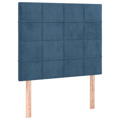 vidaXL Boxspring met matras fluweel donkerblauw 90x190 cm