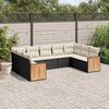 vidaXL 9-delige Loungeset met kussens poly rattan zwart