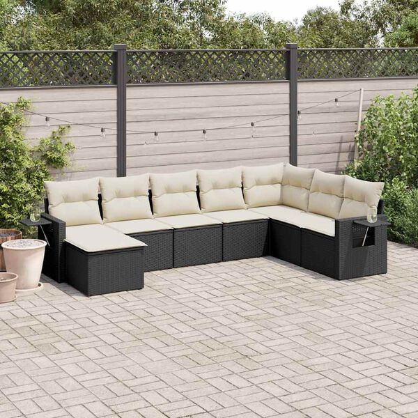 vidaXL 8-delige Loungeset met kussens poly rattan zwart