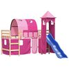 vidaXL Kinderhoogslaper met toren 80x200 cm massief grenenhout roze