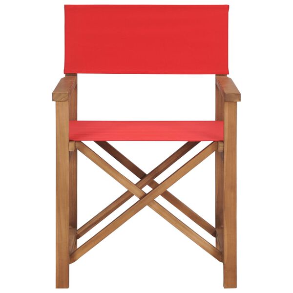 vidaXL Regisseursstoelen 2 st massief teakhout rood