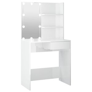 vidaXL Kaptafel met LED-verlichting 74,5x40x141 cm hoogglans wit