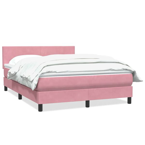 vidaXL Boxspring met matras fluweel roze 140x220 cm