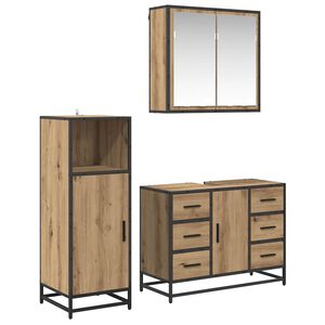 vidaXL Badkamermeubelset met lade 3 pcs Artisan Eiken Bewerkt hout