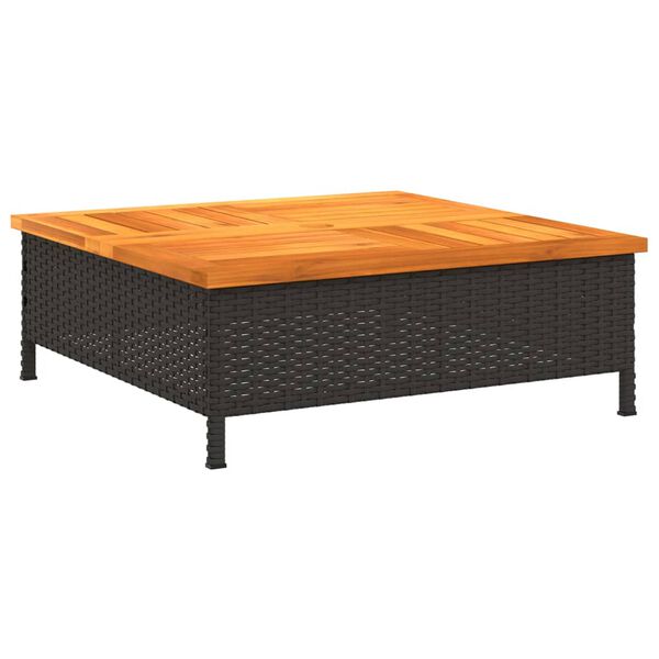 vidaXL Tuintafel 70x70x25 cm poly rattan en acaciahout zwart