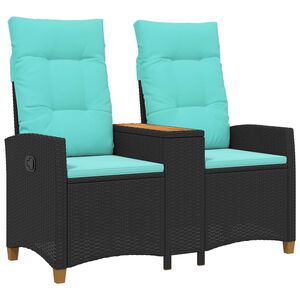 vidaXL Ligbank met tafel 2 -Seater 126 x 65 x 112 cm poly rattan