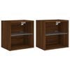 vidaXL LED Wand Bedside Kast 2 st Brown Oak Compact