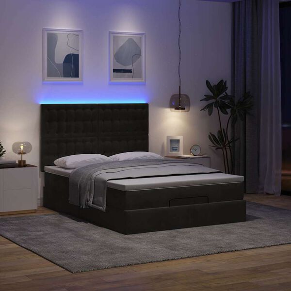 vidaXL Ottoman bed met matrassen en LED's 140x200cm fluweel zwart