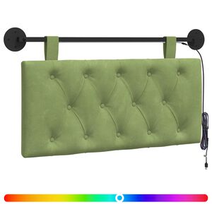 vidaXL Hangend hoofdbord Met LED-verlichting Lichtgroen Fluweel