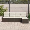 vidaXL Bankstel met kussen met opslag 5 pcs Bruin en wit poly rattan