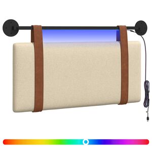vidaXL Hangend hoofdbord Met LED-verlichting Cr&egrave;mekleurig Antiek PU