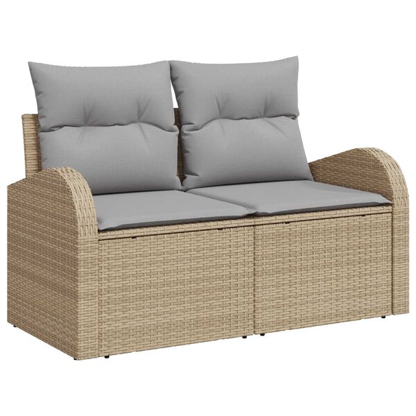 vidaXL Tuin Sofa Set met kussen 9 pcs Beige Poly riet