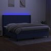 vidaXL Boxspring met matras en LED stof blauw 200x200 cm