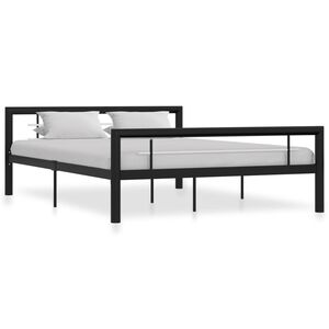 vidaXL Bedframe metaal zwart en wit 160x200 cm