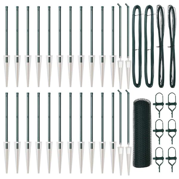 vidaXL Afrasteringspaal Groen 50 x 1 m (25 mm gaas) Staal en PVC