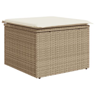 vidaXL 11-delige Tuinset met kussens poly rattan beige