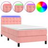vidaXL Boxspring met matras en LED fluweel roze 80x200 cm