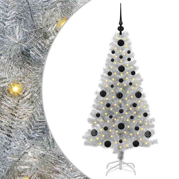vidaXL Kerstboom met 150 LED met standaard Zilver 120 cm PET