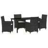 vidaXL Tuin eettafelset 5 st Zwart poly rattan