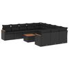 vidaXL 12-delige Loungeset met kussens poly rattan zwart