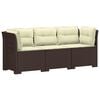 vidaXL 3-zits tuinbank met kussens in rattanlook PP Bruin