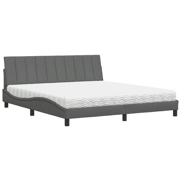 vidaXL Bed met matras "Hanko" stof donkergrijs 180x200 cm