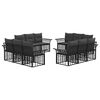 vidaXL Buiten bankenset 12 pcs Zwart en Donkergrijs Polyester