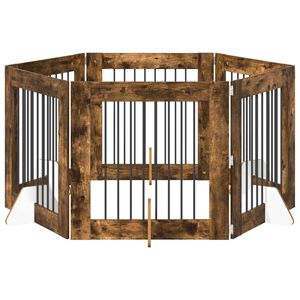 vidaXL Hondenhekje met standaards 6 pcs Gerookt eiken 80 x 80 cm