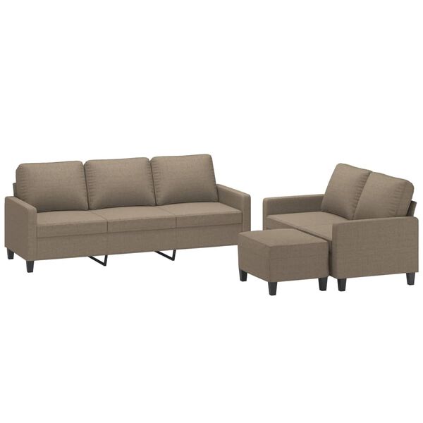 vidaXL 3-delige Loungeset met kussens stof taupe