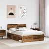 vidaXL Bedframe met hoofdeinde Oudhout 140 x 190 cm Massief grenenhout