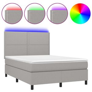 vidaXL Boxspring met matras en LED stof lichtgrijs 140x200 cm
