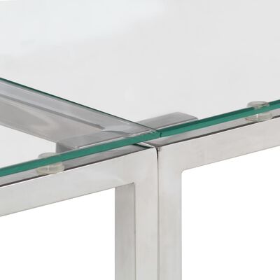 vidaXL Wandtafel roestvrijstaal en gehard glas zilverkleurig