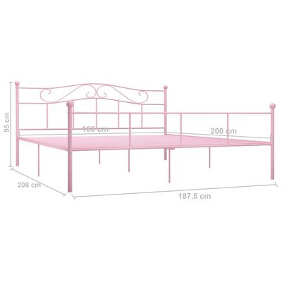 vidaXL Bedframe metaal roze 180x200 cm