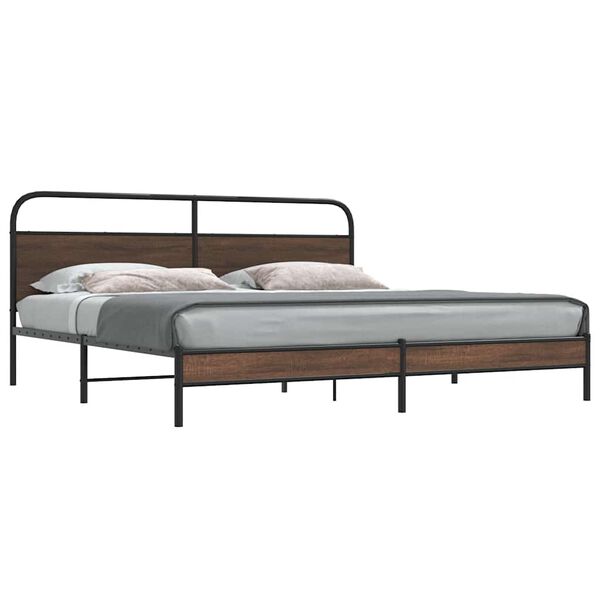 vidaXL Bedframe zonder matras metaal bruin eikenkleur 183x213 cm