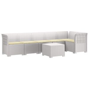 vidaXL 6-Zits Tuin Sofa met Kussens Rattan Look PP Wit