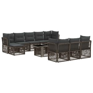 vidaXL Tuinbankenset 11 st Grijs poly rattan