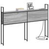 vidaXL Opberghoofdbord met Oplaadstation met plank Grijs sonoma 135 cm