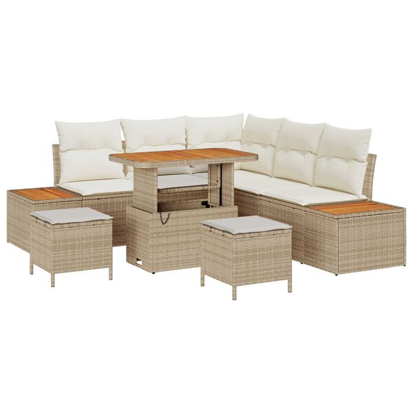 vidaXL Tuin Sofa Set met kussen 8 pcs Beige Poly riet