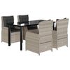 vidaXL 5-delige Tuinset met kussens poly rattan lichtgrijs