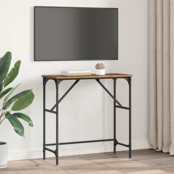 vidaXL Wandtafel Oud hout 75 x 32 x 75 cm Bewerkt hout